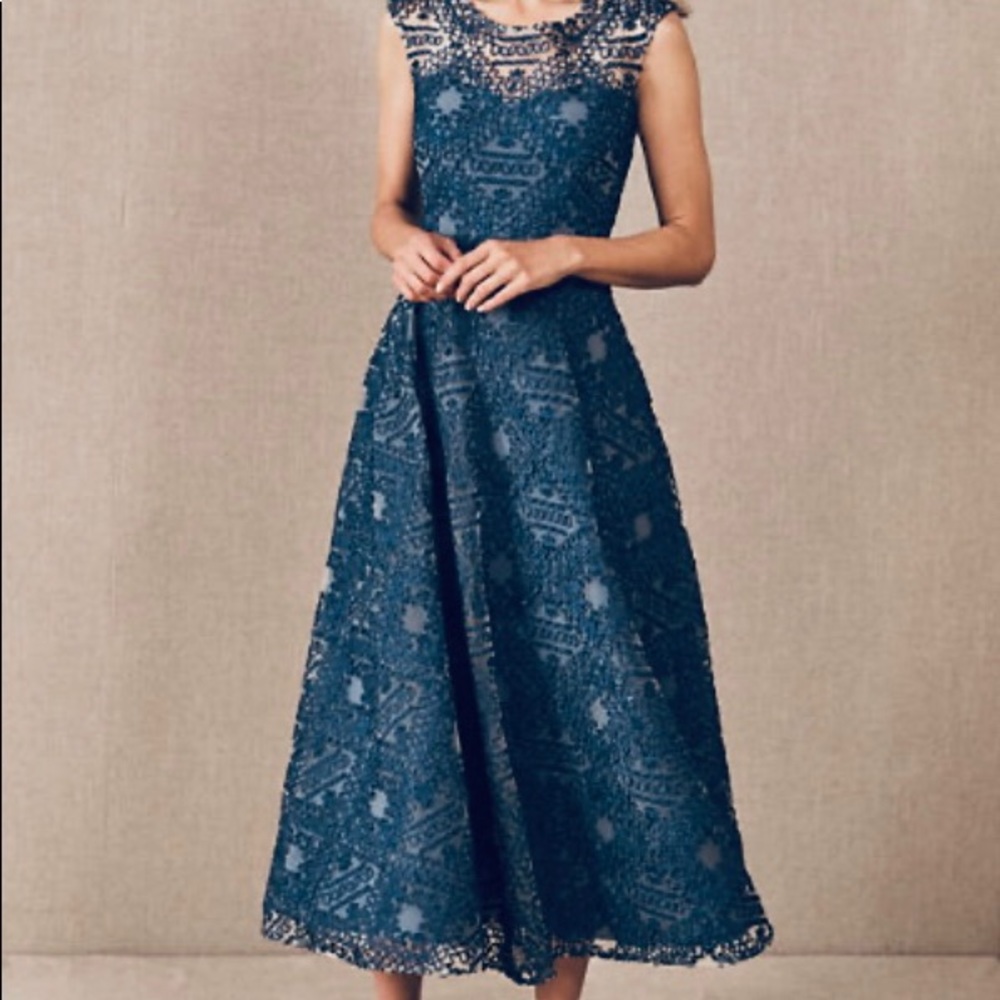 Bhldn formal tea length navy dress size 4